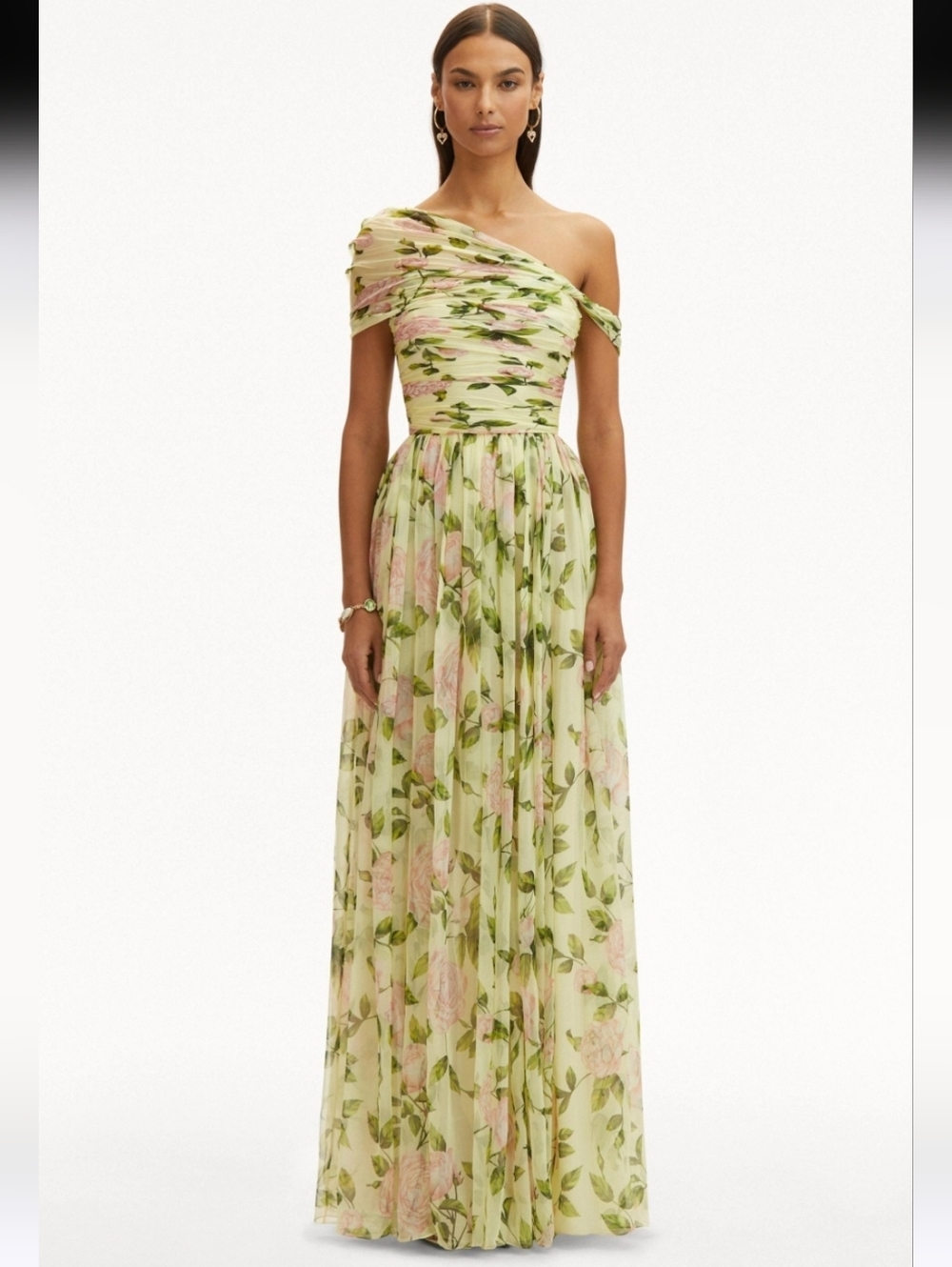NWT JardinVue Floral Skew Collar Chiffon Maxi Dress, Size XL